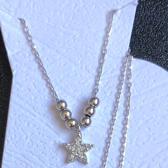 Jewelry - ANKLET 925 Silver star cz with silver beads charm